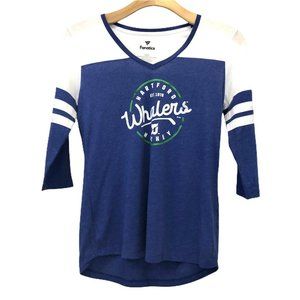 New Fanatics Women’s Hartford Whalers Half Sleeve Blue Logo T Shirt NHL Medium